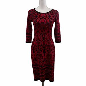 🔥 Danny & Nicole Red Black Bodycon Sweater Dress Small Curve-Hugging Stunner 🔥